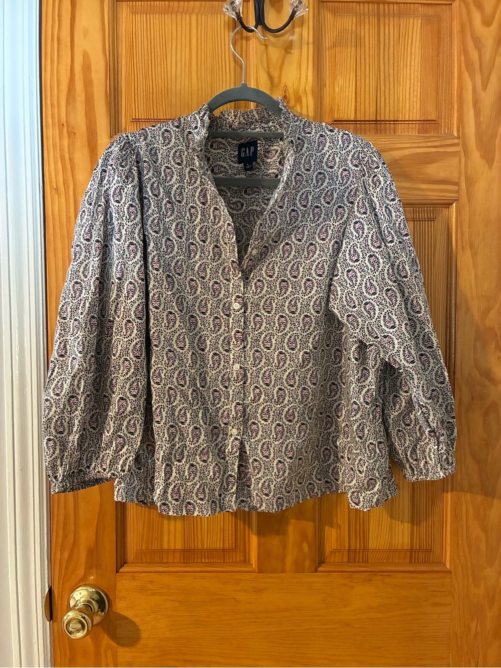 GAP Paisley Button-Down Shirt in Cream and Purple